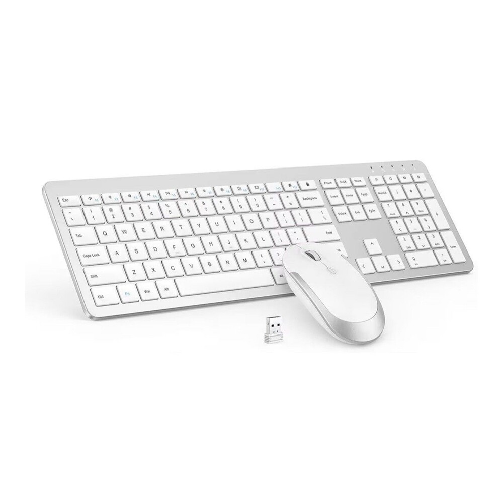 Combo Wireless Keyboard & Mouse, Slim Thin, Quiet, Full-Size Adjustable DPI 2.4G